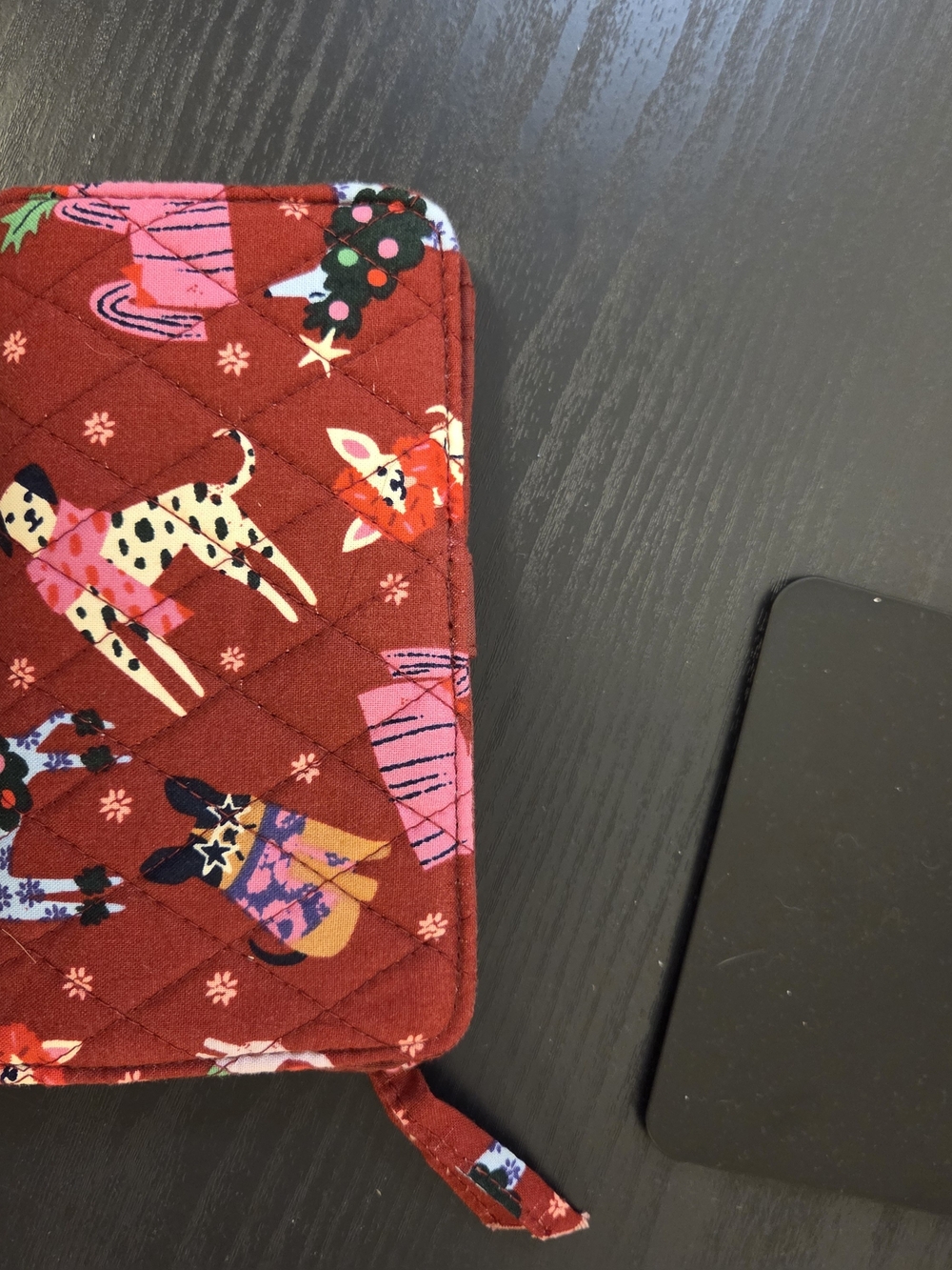 Vera Bradley Quilted Red Animal-Print Zip Wallet